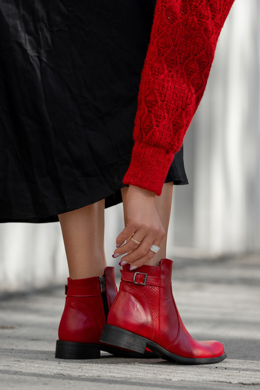 Damen-Winterstiefel, Naturleder, Rot 156 von ElitaBut