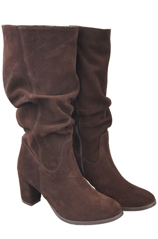 Schuhe Damenstiefel, Naturleder, Velours 141 Chocolate ElitaBut