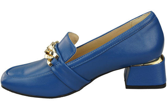 Damenschuhe mit Zierkette Pumps Mokassins Naturleder 193 Blau ElitaBut