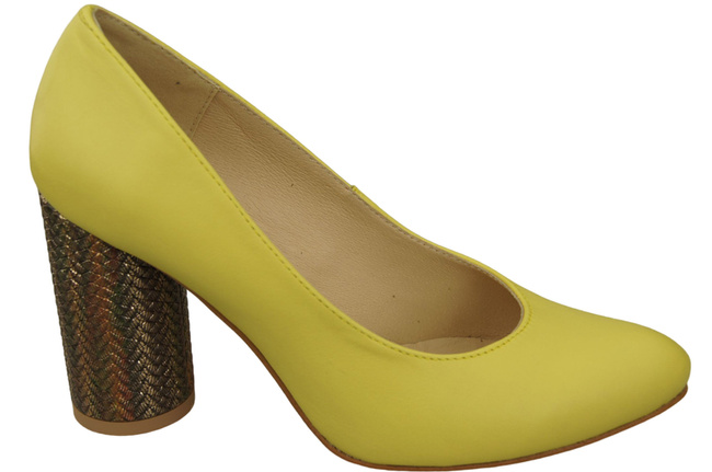 Damenschuhe Zitronenpumps Naturleder Bunter dekorativer Absatz 194 ElitaBut
