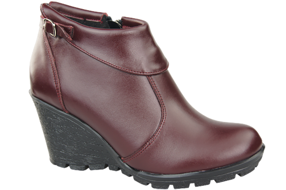 Damenschuhe Keilstiefel, Naturleder, Burgund 739 ElitaBut