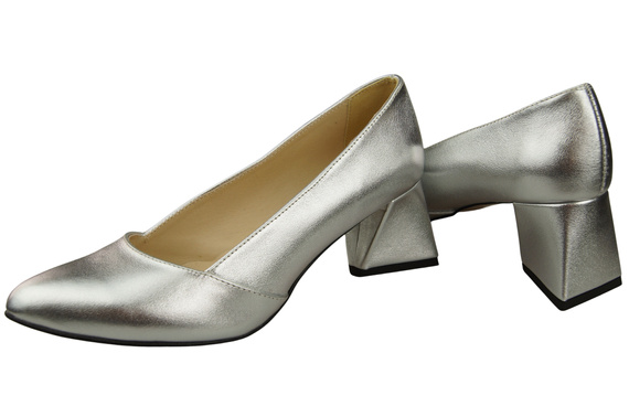 Damen Pumps Silber Echtleder Spitz Zehen Absatz ElitaBut 221