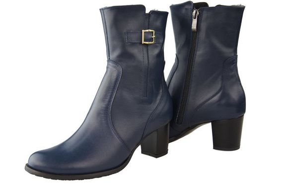 Damenschuhe Damenstiefel, warm, Naturleder, Marineblau 882 von ElitaBut