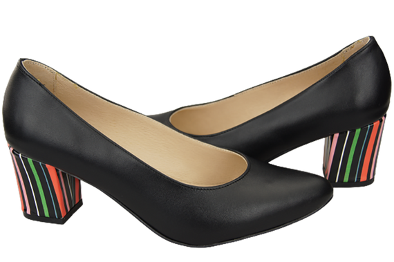 Damenschuhe Pumps aus schwarzem Naturleder mit Zierabsatz 158 ElitaBut