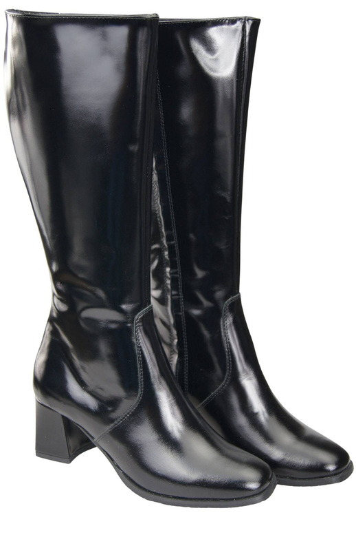 Bequeme Damen Schwarz glänzend Niedrig Absatz Stiefel Naturleder 212 ElitaBut