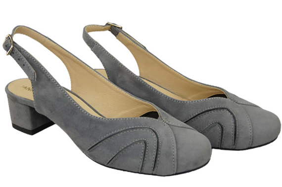 Damenschuhe Sandalen, Naturleder, Wildleder, Grau 842 von ElitaBut