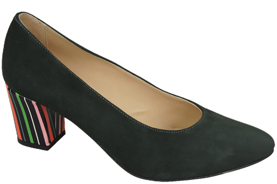 Damenschuhe Graphit-Pumps, natürliches Wildleder, dekorativer Absatz 158 von ElitaBut