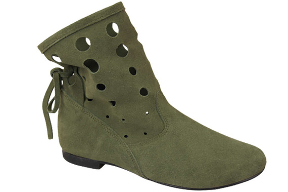 Schuhe Damen-Stiefeletten, natürliches Veloursleder, Flaschengrün 160 ElitaBut