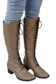 Schuhe Damenstiefel Schnürstiefel aus Naturleder Cappuccino 595 ElitaBut