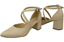 Elegante Beige Ledersandalen mit offener Seite und stabilem Absatz 218 ElitaBut