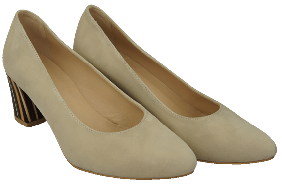 Damenschuhe Pumps Beige Natürliches Wildleder Dekorativer Absatz 158 von ElitaBut