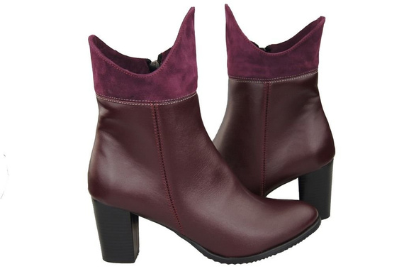 Winter-Damenstiefeletten, Naturleder, Burgunderrot 137 ElitaBut