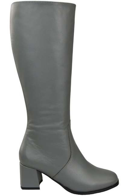 Bequeme Damen Aschgrau Niedrig Absatz Stiefel Naturleder 212 ElitaBut