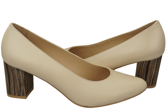 Damenschuhe Beige Pumps Naturleder mit Zierabsatz 157 ElitaBut