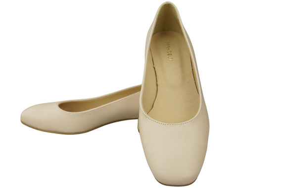 Bequeme Frauen Schuhe Beige Flats Natural Leder 204 ElitaBut