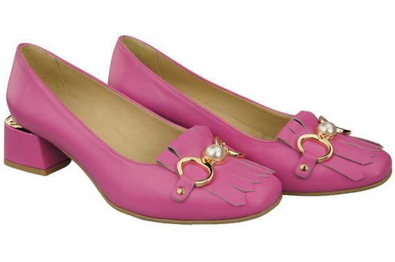 Damenschuhe Pumps mit Fransen verziert Fuchsia Naturleder 195 ElitaBut