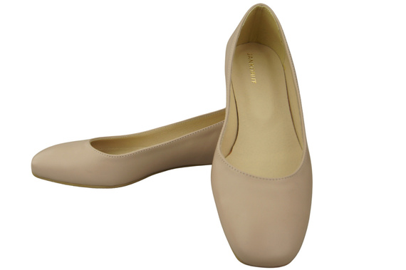 Flache Frauen Schuhe Cappuccino Blass Dekorative Ferse Naturleder 209 ElitaBut