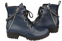 Schuhe Damen-Stiefeletten mit der Aufschrift NICE, Naturleder, Marineblau 173 L ElitaBut
