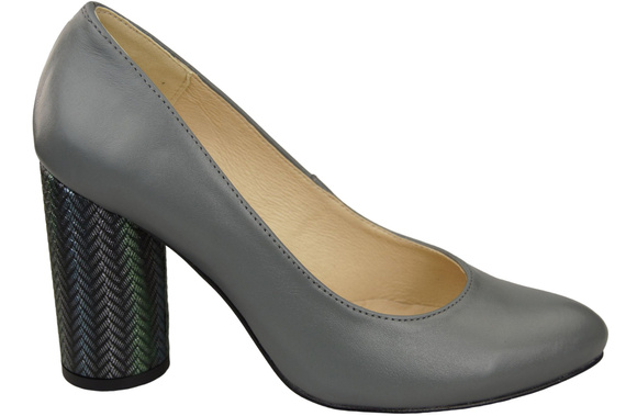 Damenschuhe Pumps Grau Naturleder Bunter dekorativer Absatz 194 ElitaBut