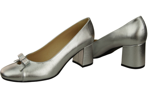 Damen Pumps mit Schleife Silber Naturleder und niedrigem Absatz 203 ElitaBut