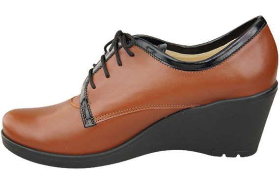 Schuhe Damen-Keilschuhe, Naturleder, Braun 181 ElitaBut