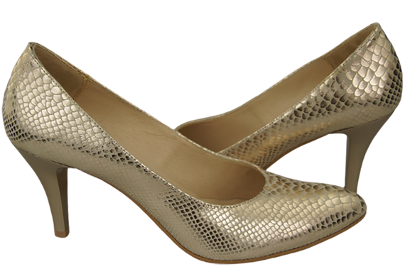 Damenschuhe Pumps Gold, Schlangenmotiv, Naturleder 150 ElitaBut