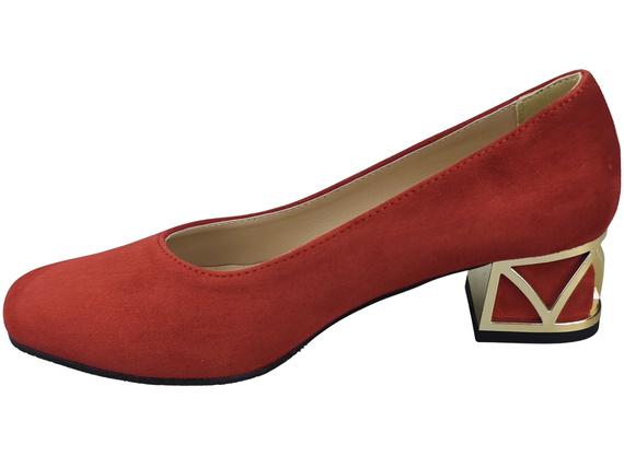 Bequeme Damenschuhe Rot Pumps mit dekorativem Absatz Natürliches Wildleder 219 von ElitaBut