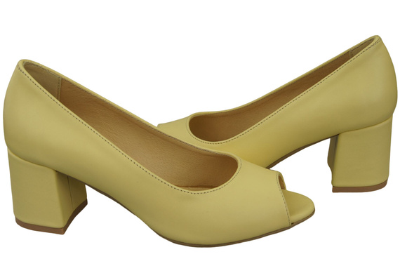 Damenschuhe PEEP TOE Banana Pumps Naturleder mit beschichtetem Absatz 192 ElitaBut