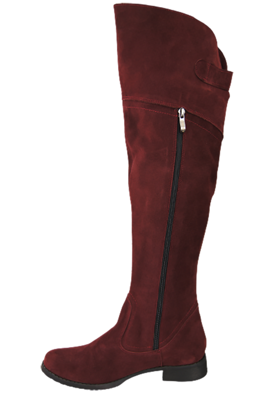 Schuhe Damenstiefel Stiefel Overknee-Stiefel, Naturleder, Velours, Burgund 154 ElitaBut