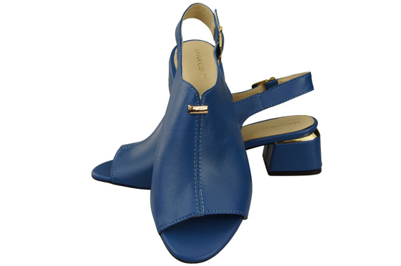 Damenschuhe Sandalen Blau, goldene Schnalle, Naturleder 198 ElitaBut