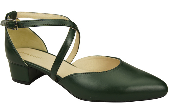 Damen Sandalen Echtleder Smaragdgrün mit Riemen Niedriger Absatz 223 ElitaBut