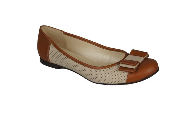 Durchbrochene Ballerinas für Damen, Naturleder, Rot-Beige 718 ElitaBut