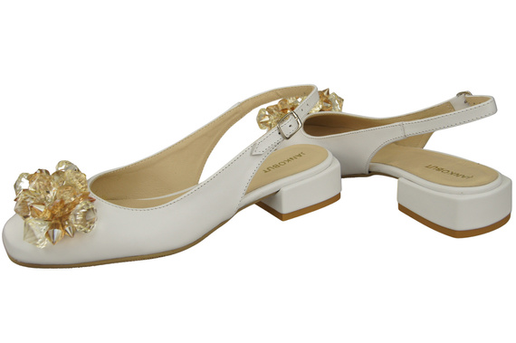 Damen Schuhe Weiß Sandalen mit Kristallen Naturleder 215 ElitaBut