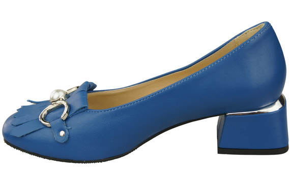 Damenschuhe Pumps mit Fransen verziert Blaues Naturleder 195 ElitaBut