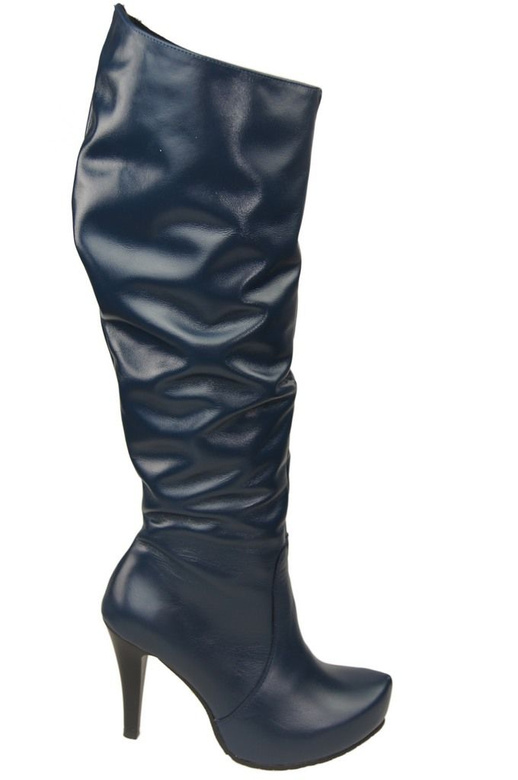 Damen-Plateaustiefel, Naturleder, Marineblau 120 ElitaBut