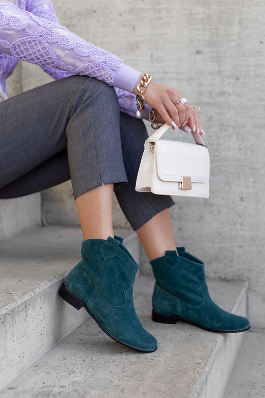 Schuhe Damen-Stiefeletten Frühling/Herbst Naturveloursleder Malachit 132 L ElitaBut