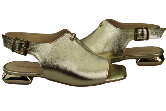 Bequeme Frauenschuhe Sandalen Gold Flacher Goldabsatz Naturleder 207 ElitaBut