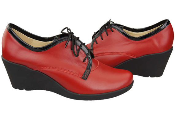 Schuhe Damenschuhe mit Keilabsatz, Naturleder, Rot 181 ElitaBut