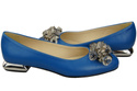 Damen Blau Pumps mit Kristallen flach Naturleder 216 ElitaBut