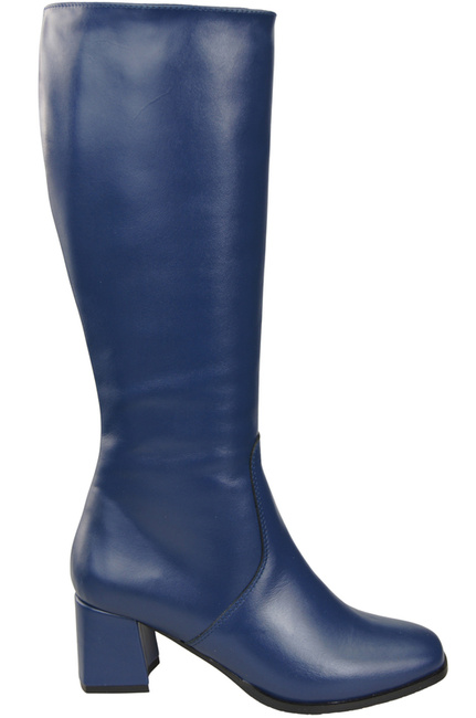 Bequeme Damen Marineblau Niedrig Absatz Stiefel Naturleder 212 ElitaBut