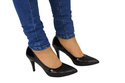 Damenschuhe Pumps mit Schuppenmotiv, Naturleder, Schwarz 951 ElitaBut