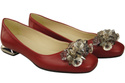 Damen Rot Pumps mit Kristallen flach Naturleder 216 ElitaBut
