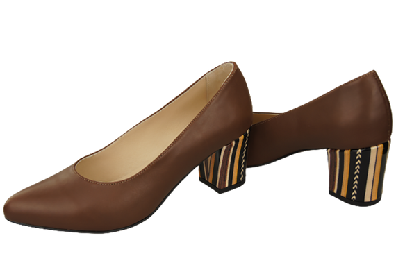 Damenschuhe Braune Pumps aus Naturleder mit Zierabsatz 158 ElitaBut