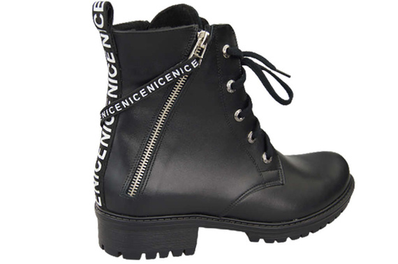 Schuhe Damenstiefeletten mit der Aufschrift NICE, Naturleder, Schwarz 173 L ElitaBut