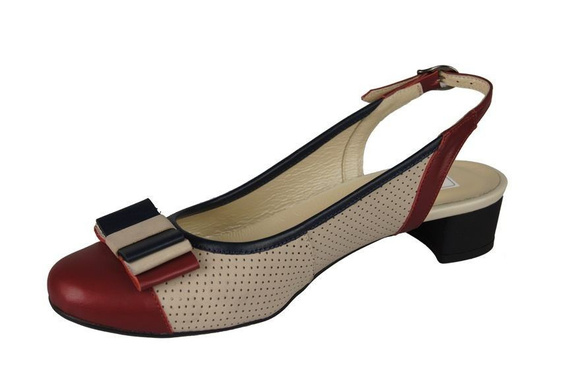 Damenschuhe Sandalen, Naturleder, Rot Beige 776 ElitaBut