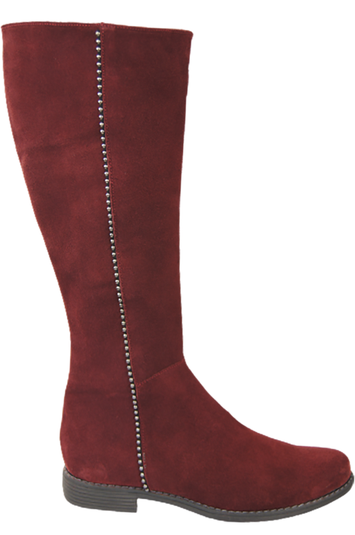 Schuhe Damenstiefel, Naturleder, Velours 153, Burgund ElitaBut