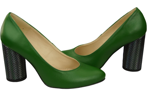 Damenschuhe Pumps Grün Naturleder Bunter Zierabsatz 194 ElitaBut