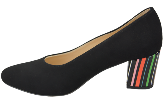 Damenschuhe Pumps Schwarz Natürliches Wildleder Dekorativer Absatz 158 von ElitaBut