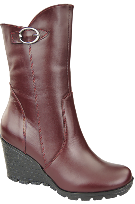 Damen-Keilstiefel, Naturleder, Burgund 750 ElitaBut