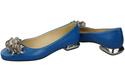 Damen Blau Pumps mit Kristallen flach Naturleder 216 ElitaBut